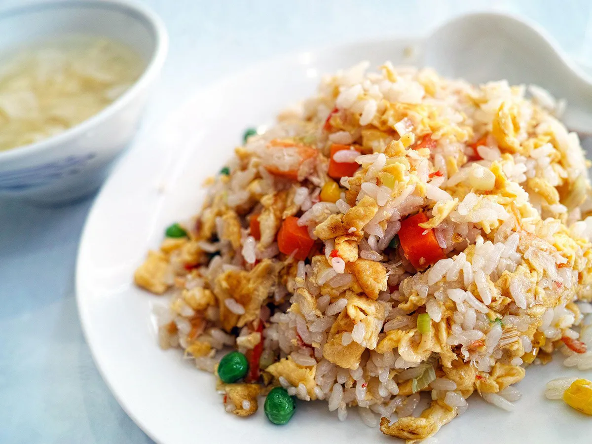 Classic Chinese vegetable and egg fried rice at First Gourmet Chef, a Chinese Restaurant in Staten Island